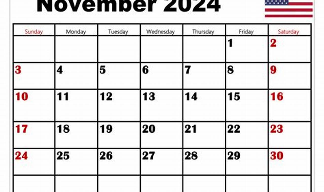 Calendar For November 2024 With Holidays
