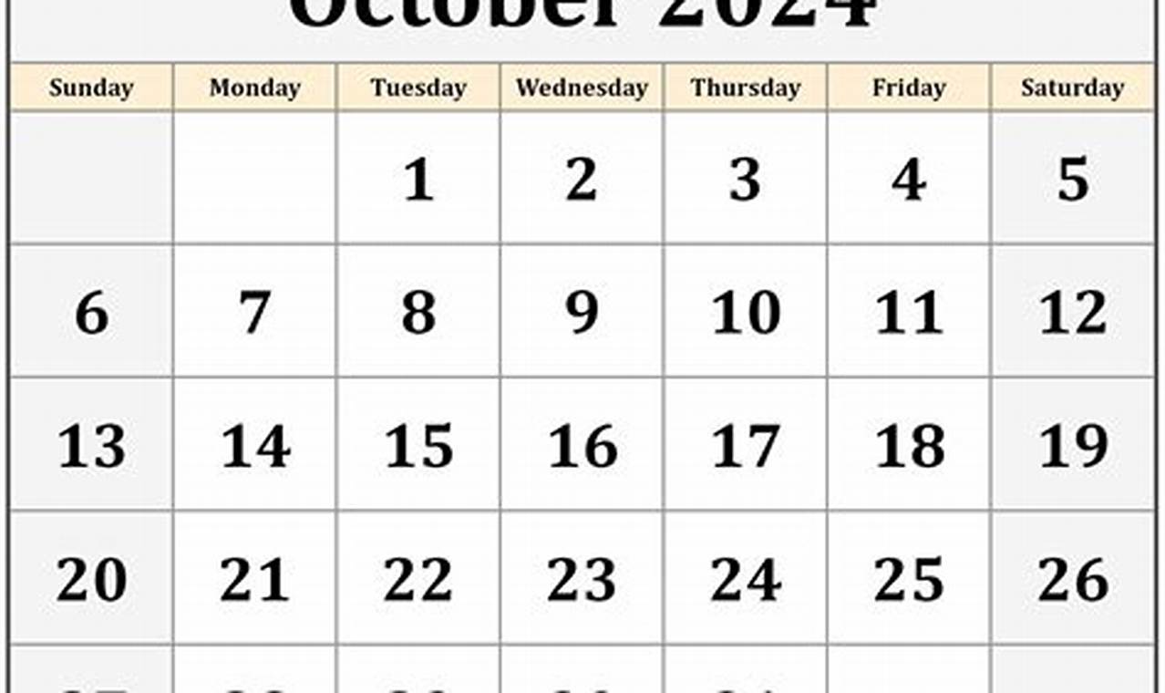 Calendar For October 2024