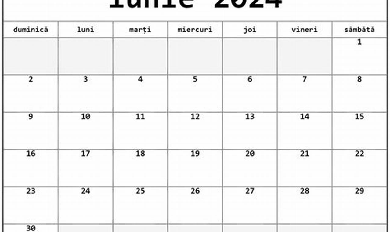 Calendar Iunie 2024