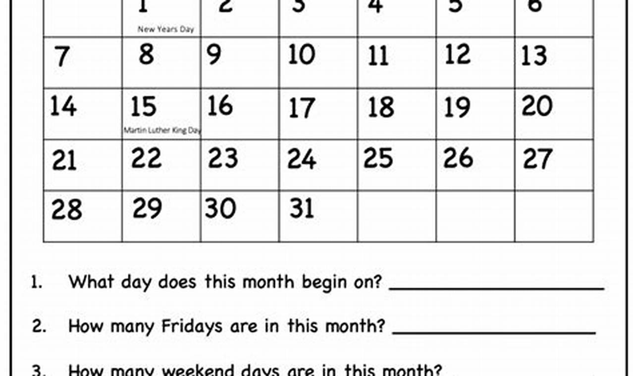 Calendar Math 2nd Grade