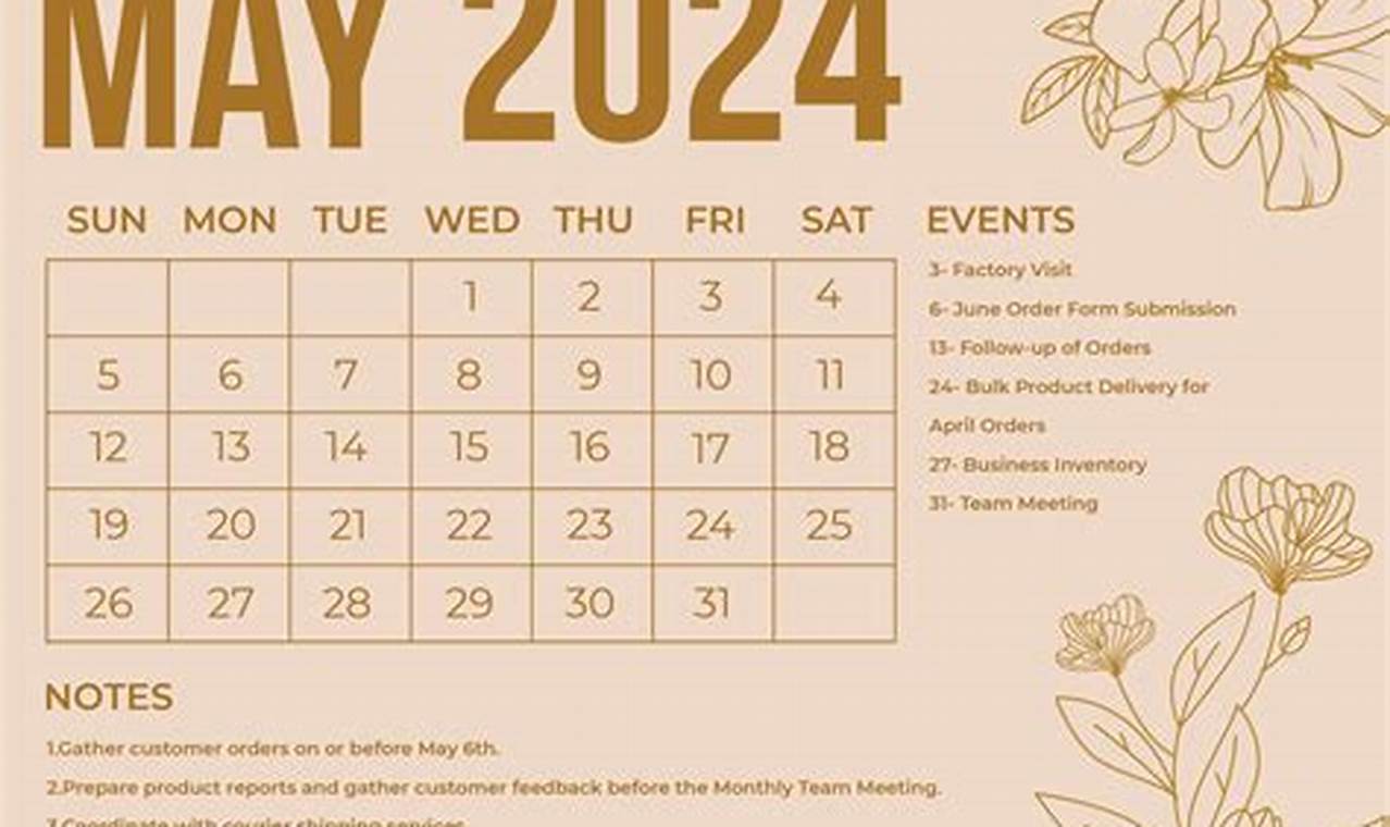 Calendar May 2024 Events