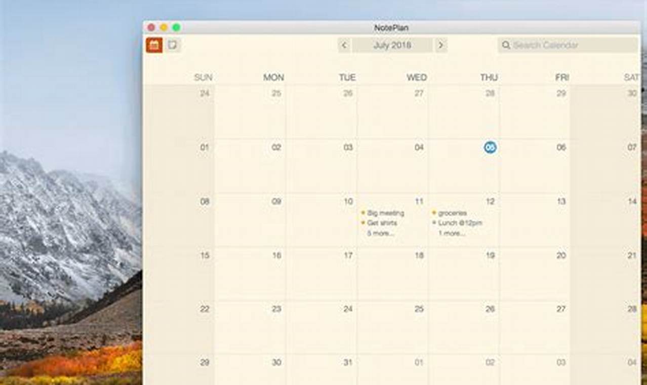 Calendar Notepad App