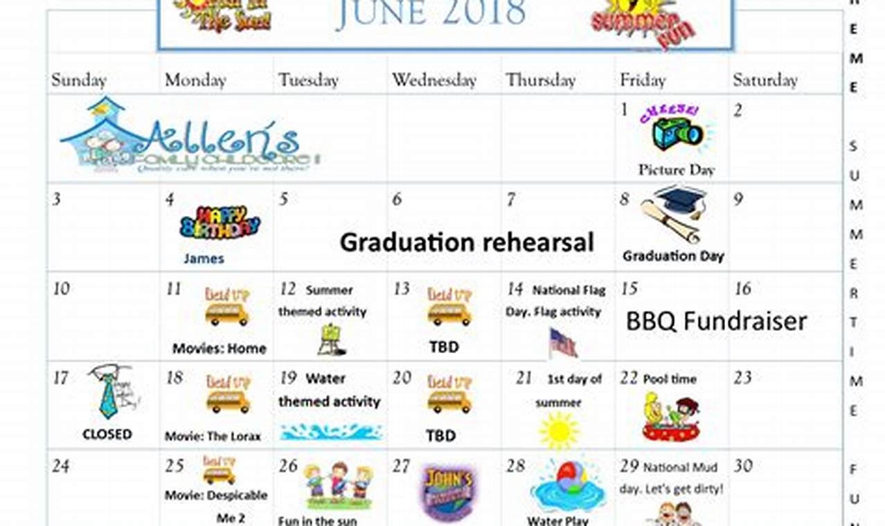 Calendar Of Events 2024 Childcare
