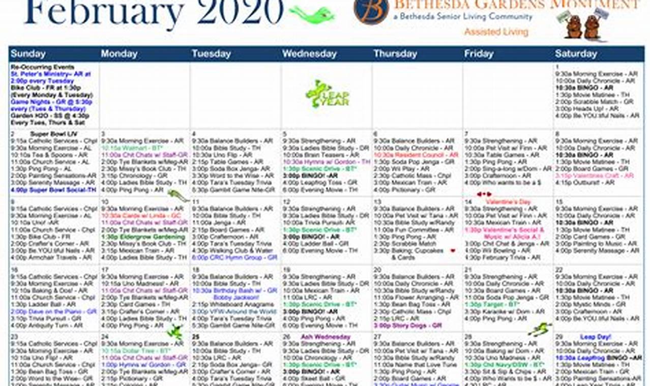 Calendar Of Events For Assisted Living Facility