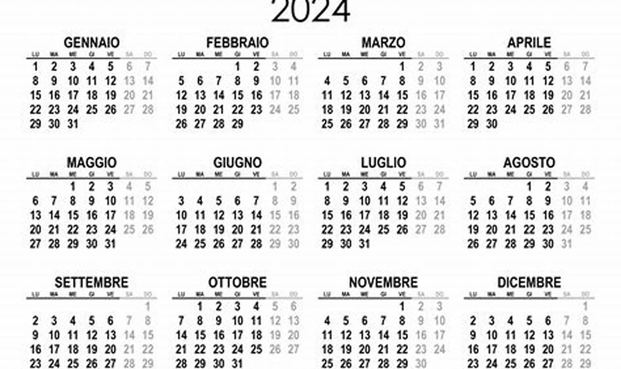 Calendario 2024 12 Mesi