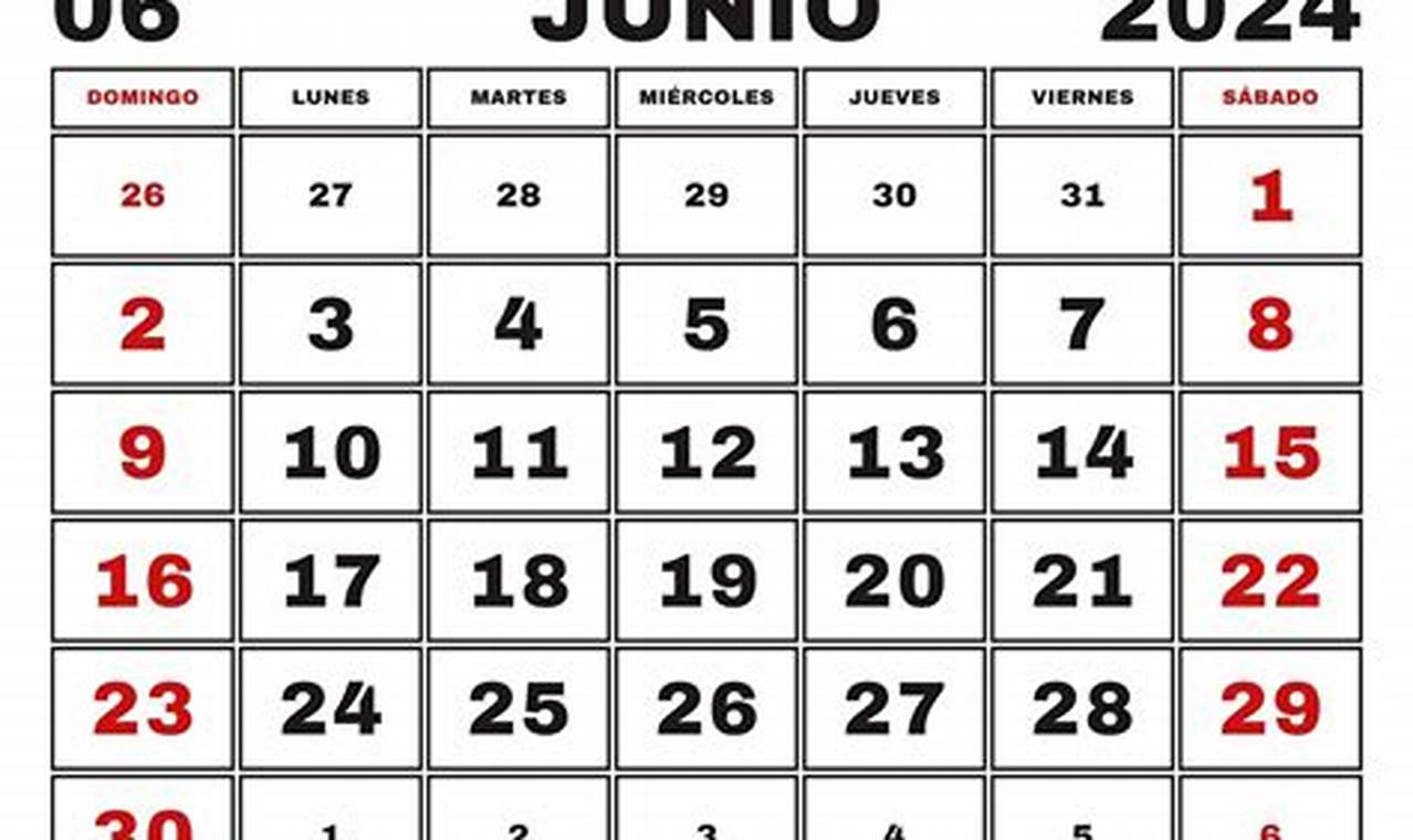 Calendario 2024 Junio Para Imprimir