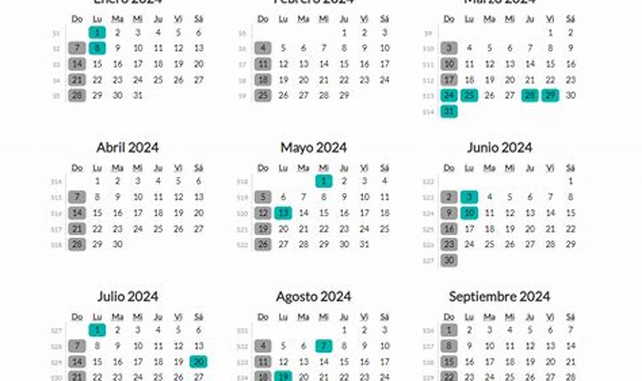Calendario Con Festivos En Colombia 2024