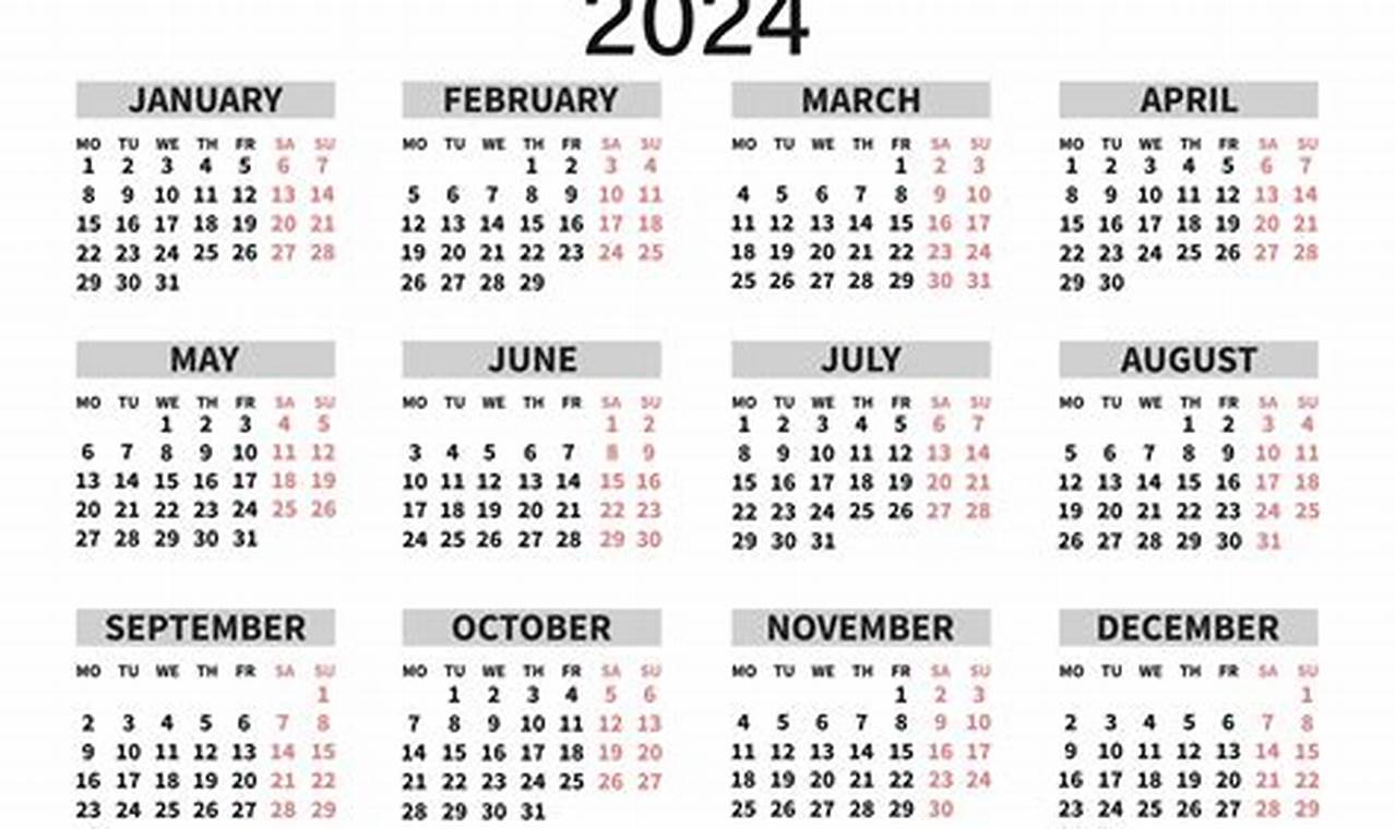 Calendario En Ingles 2024