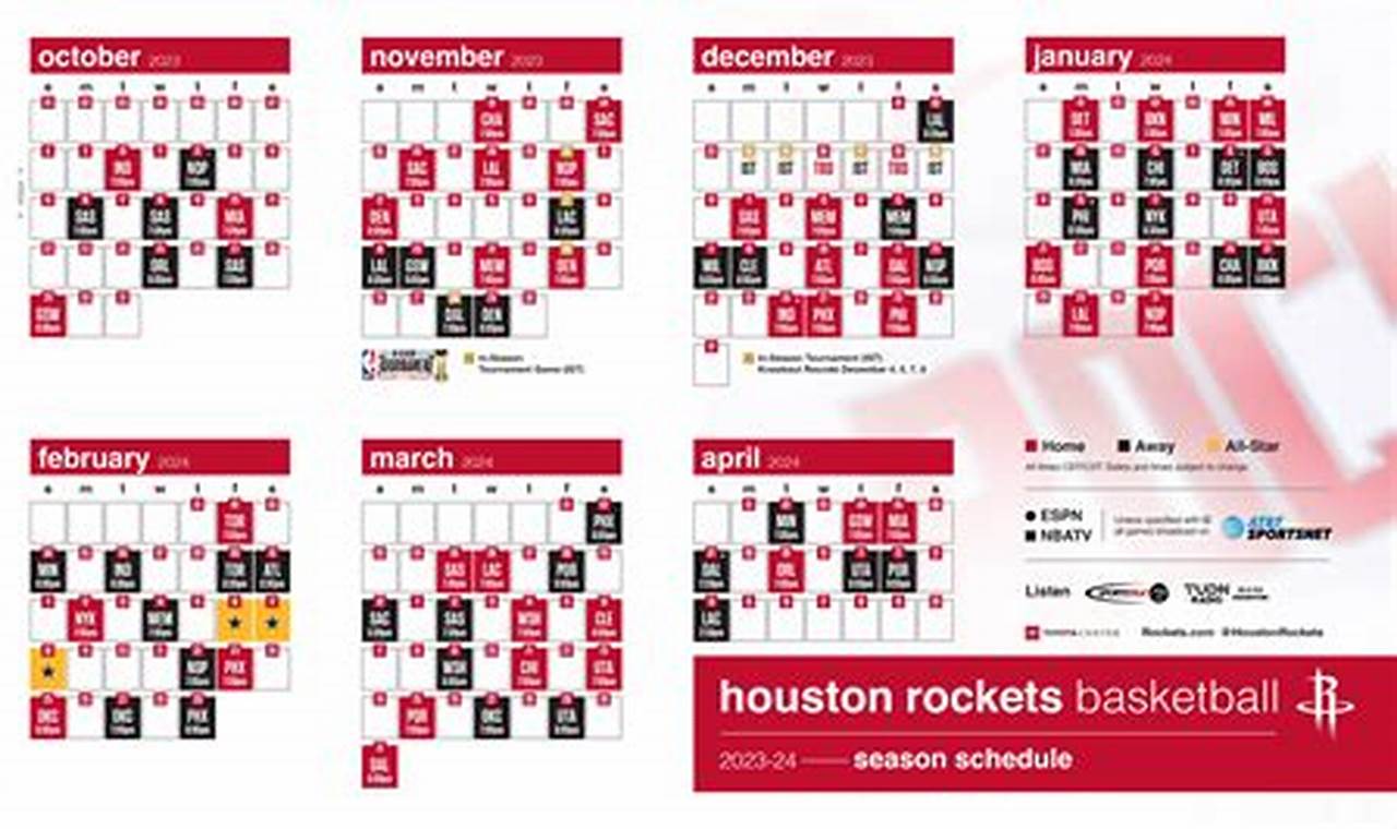 Calendario Houston Rockets 2024