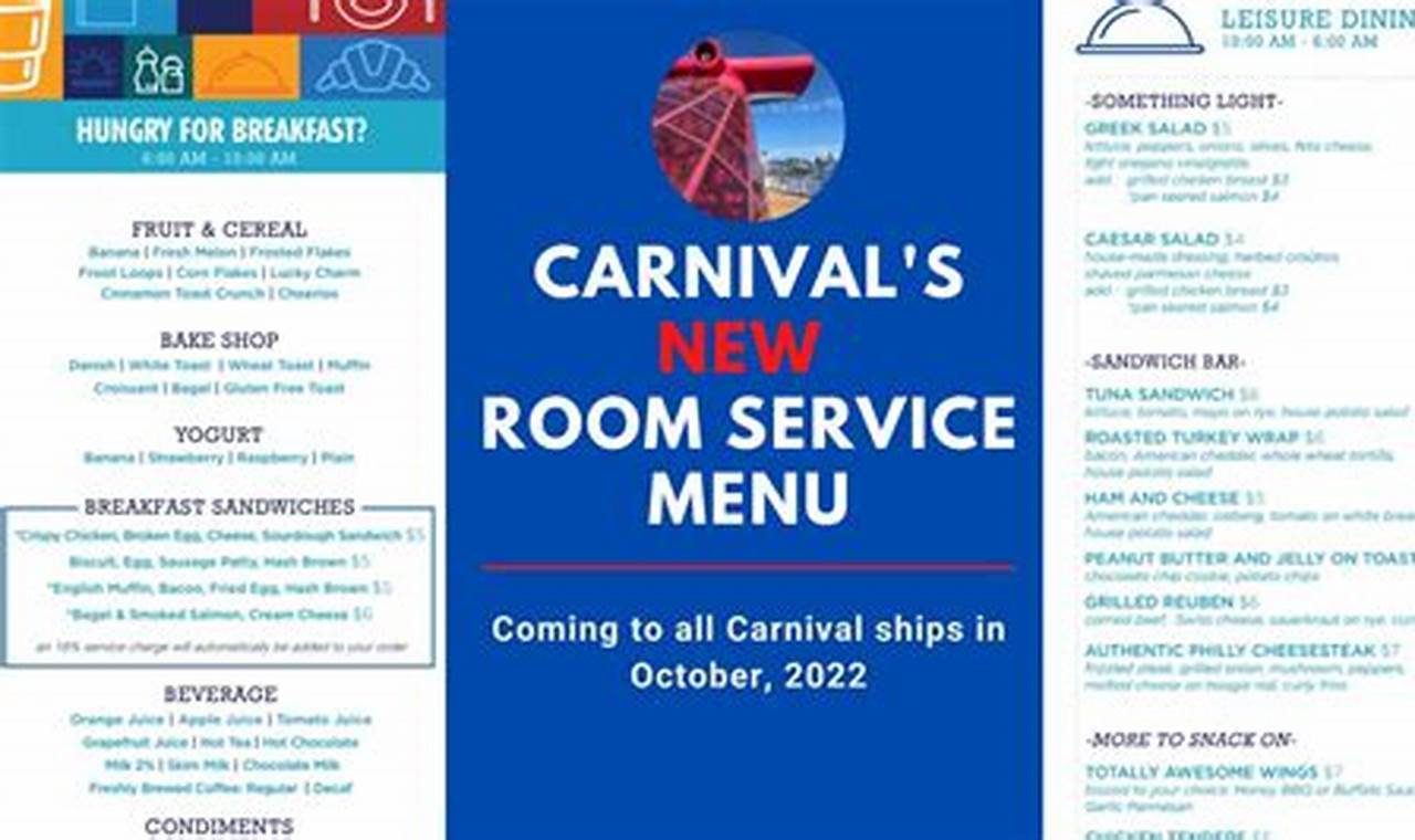 Carnival Cruise Room Service Menu 2024