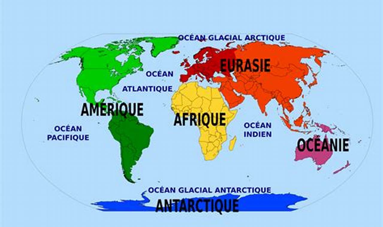 Carte Du Monde Avec Les Continents Et Océans