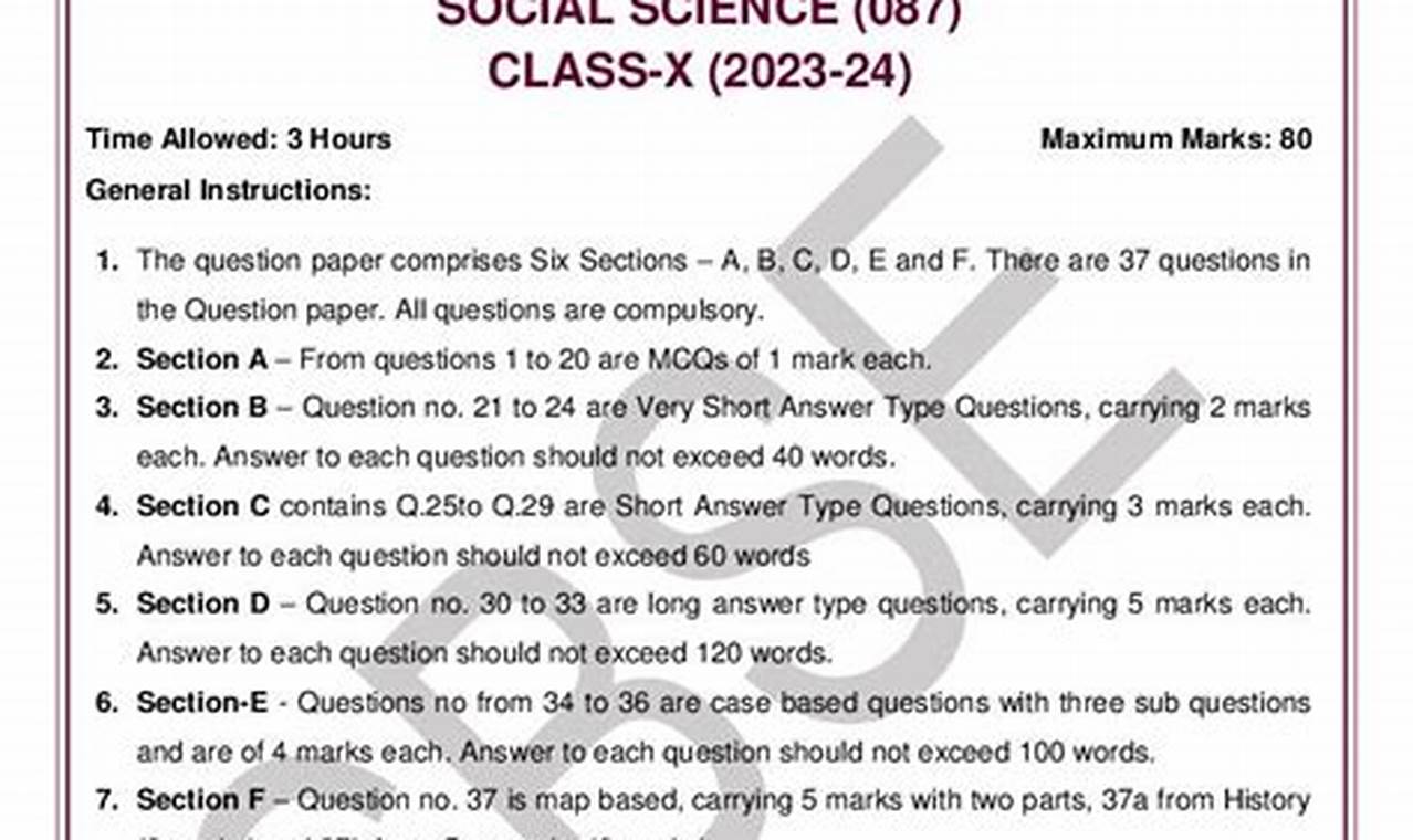 Cbse Sample Paper 2024-24 Class 10