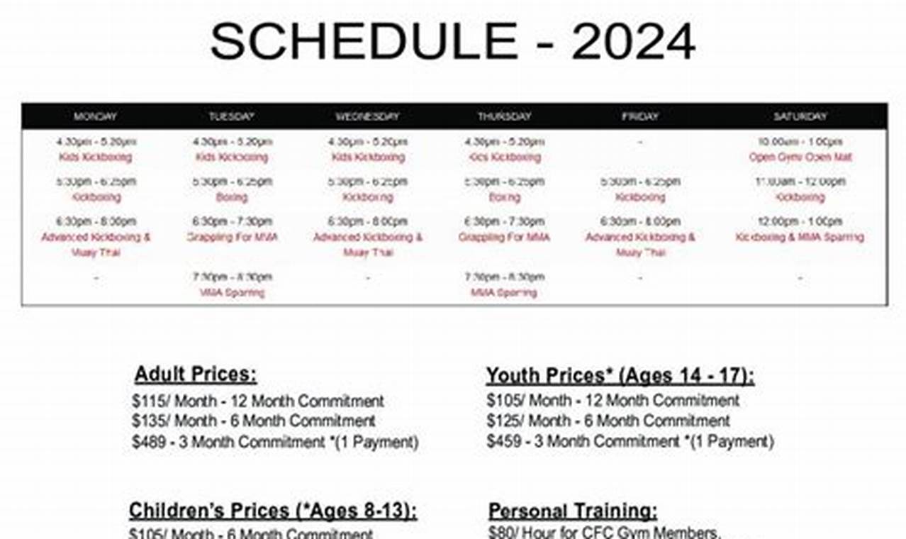 Cfc Schedule 2024 Schedule
