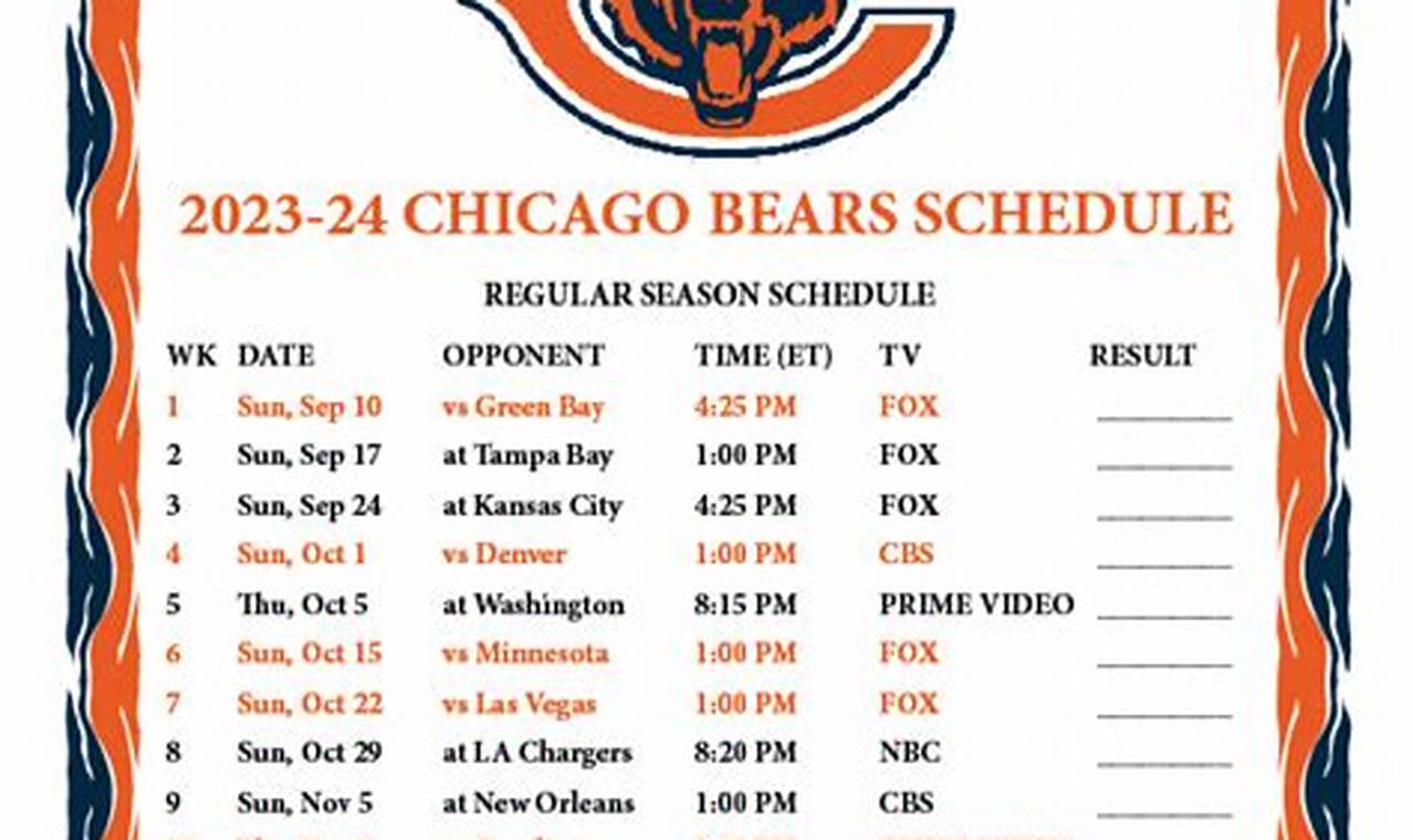 Chicago Bears 2024 Schedule Release