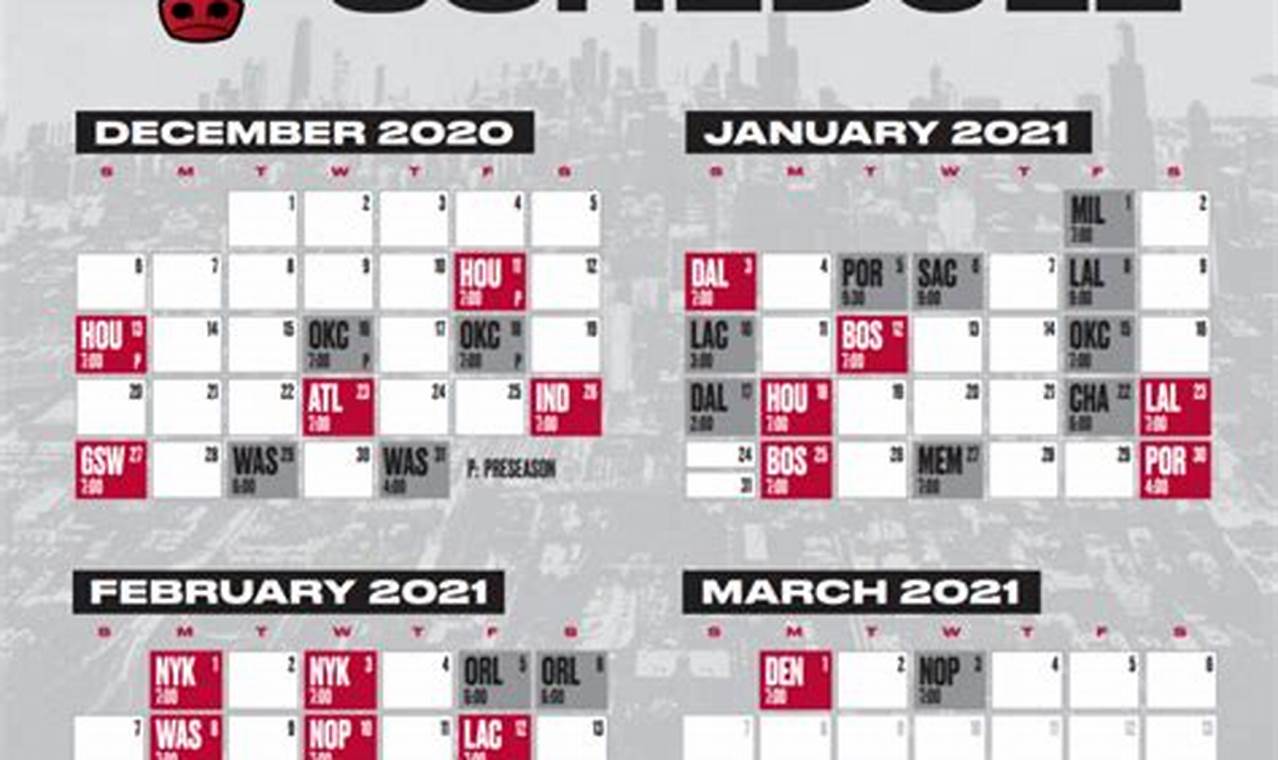 Chicago Bulls Schedule 2024-24 Printable
