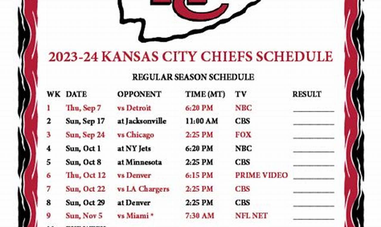 Chiefs Game Schedule 2024