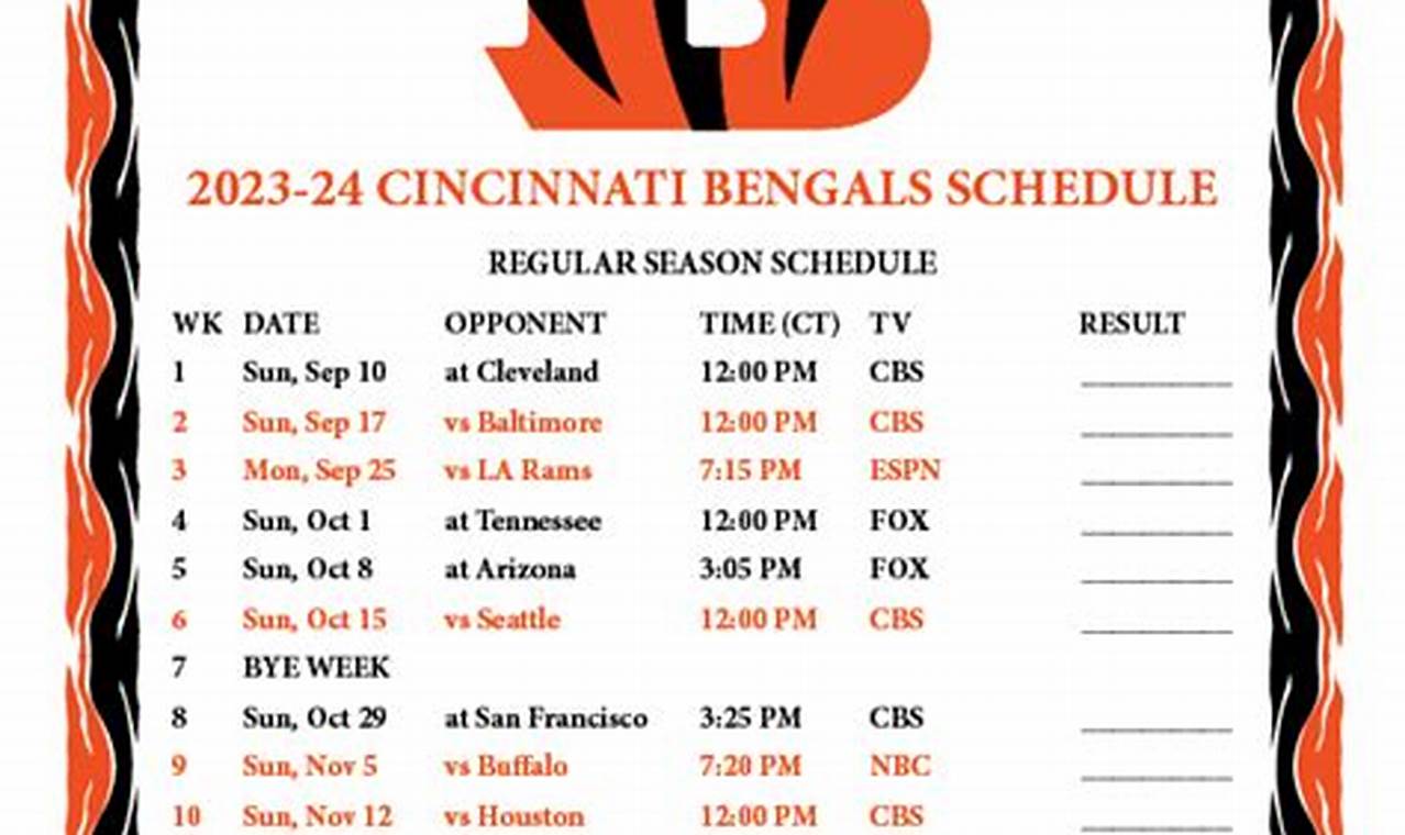 Cincinnati Bengals Schedule 2024