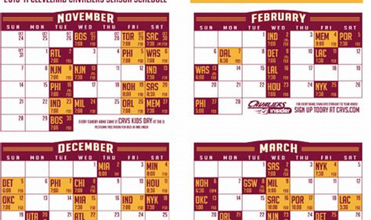 Cleveland Cavaliers 2024 Schedule Printable