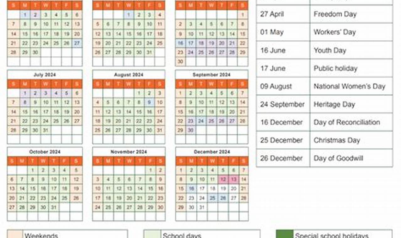 Coastal School Calendar 2024 South Africa
