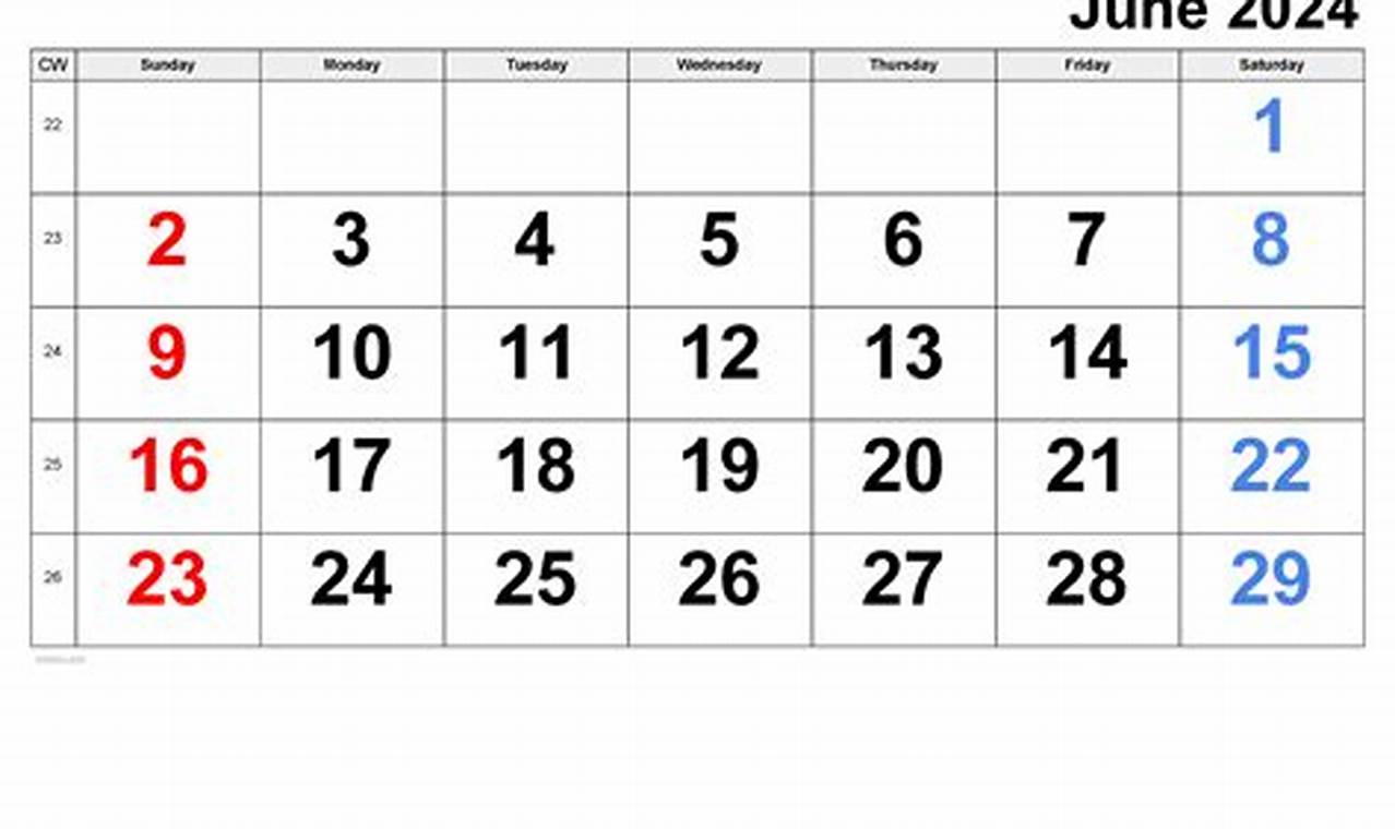 Colorful June 2024 Calendar Week Calendar