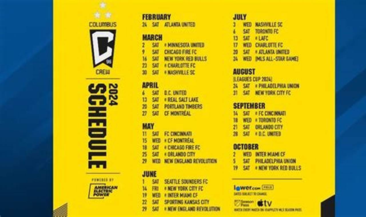 Columbus Crew 2024 Home Schedule