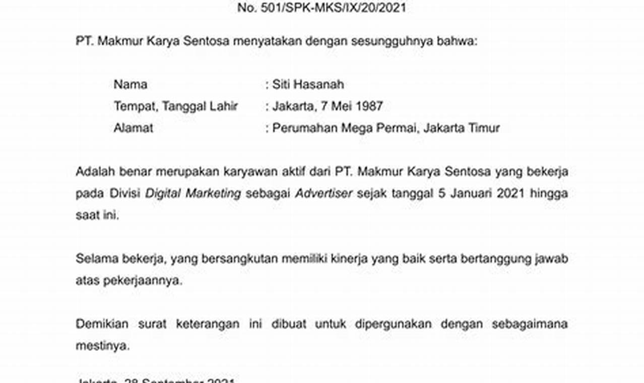 Temukan Rahasia di Balik Contoh Surat Keterangan Kerja