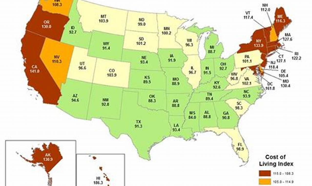 Cost Of Living Map Usa 2024 Year