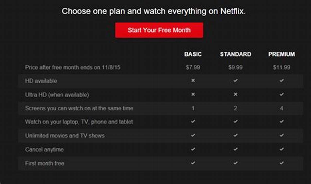 Cost Of Netflix Per Month 2024