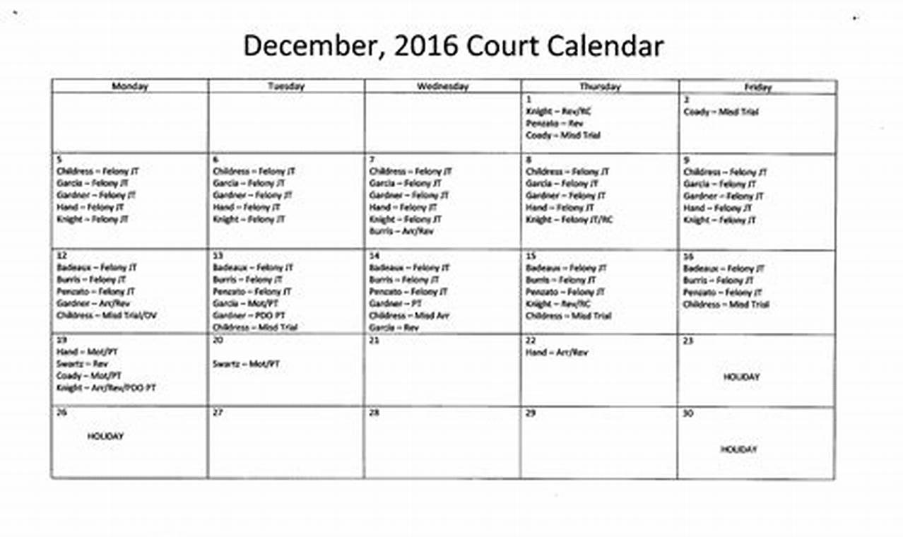 Court Calendar Yakima