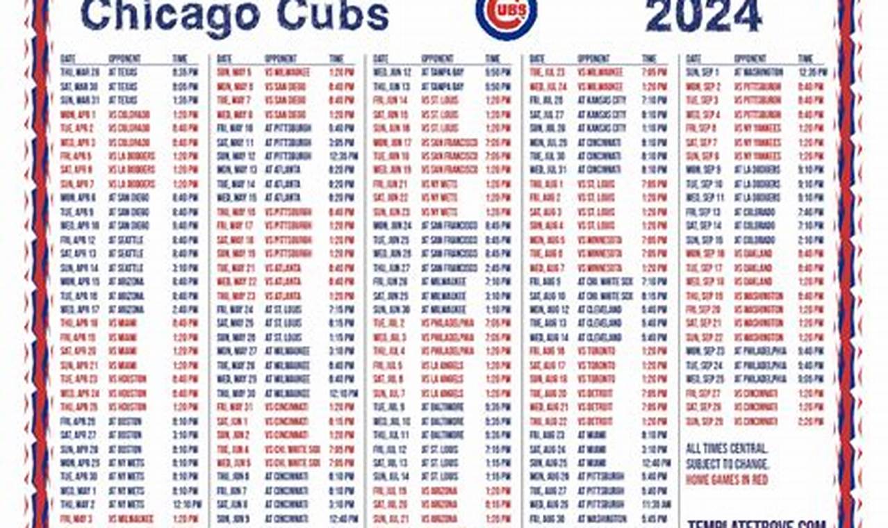 Cubs Schedule 2024 Printable: Your Guide to the Upcoming Season