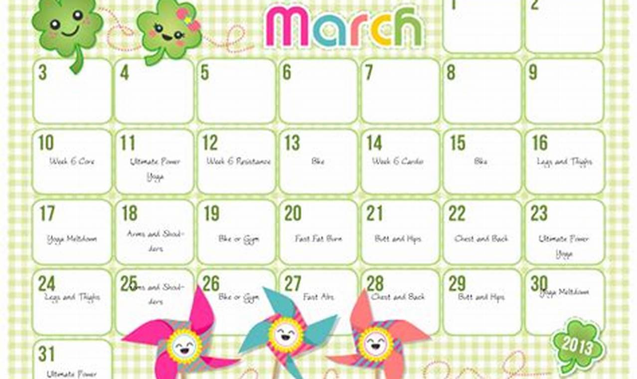 Cute Printable March Calendar