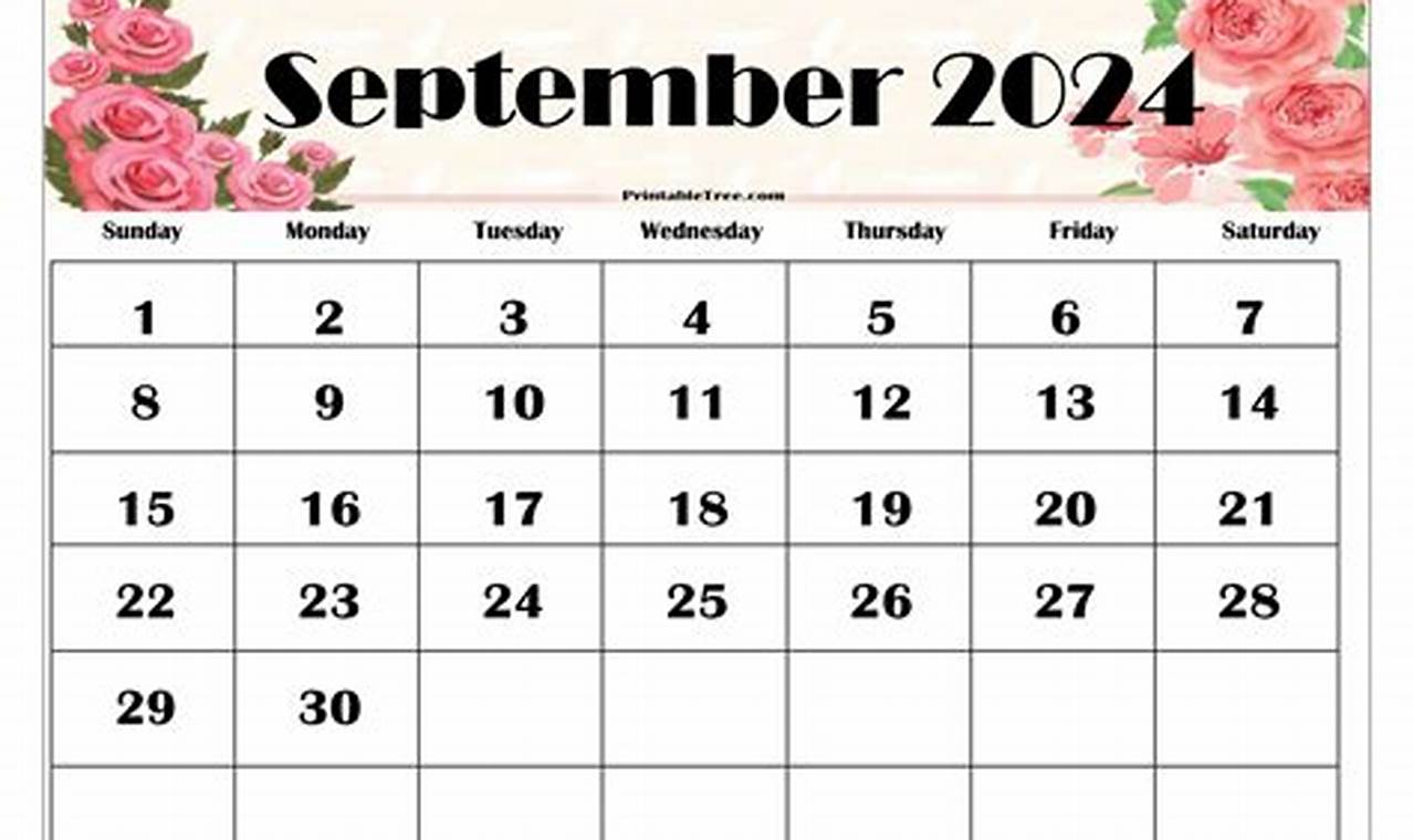 Cute September 2024 Calendar Printable Free