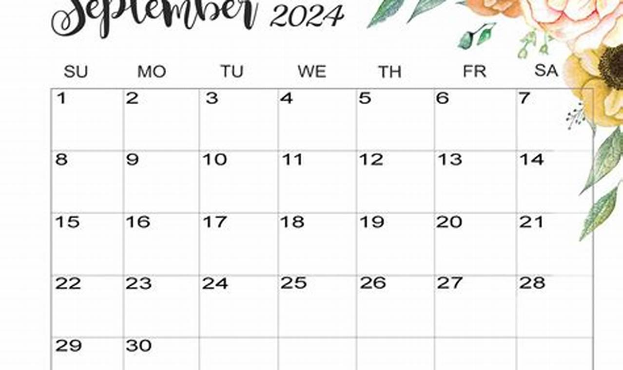 Cute September Calendar 2024