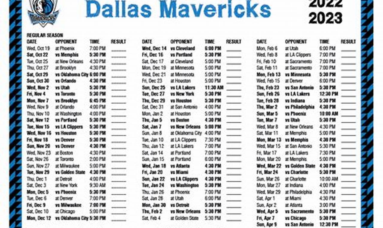 Dallas Mavericks Schedule 2024 24 Printable