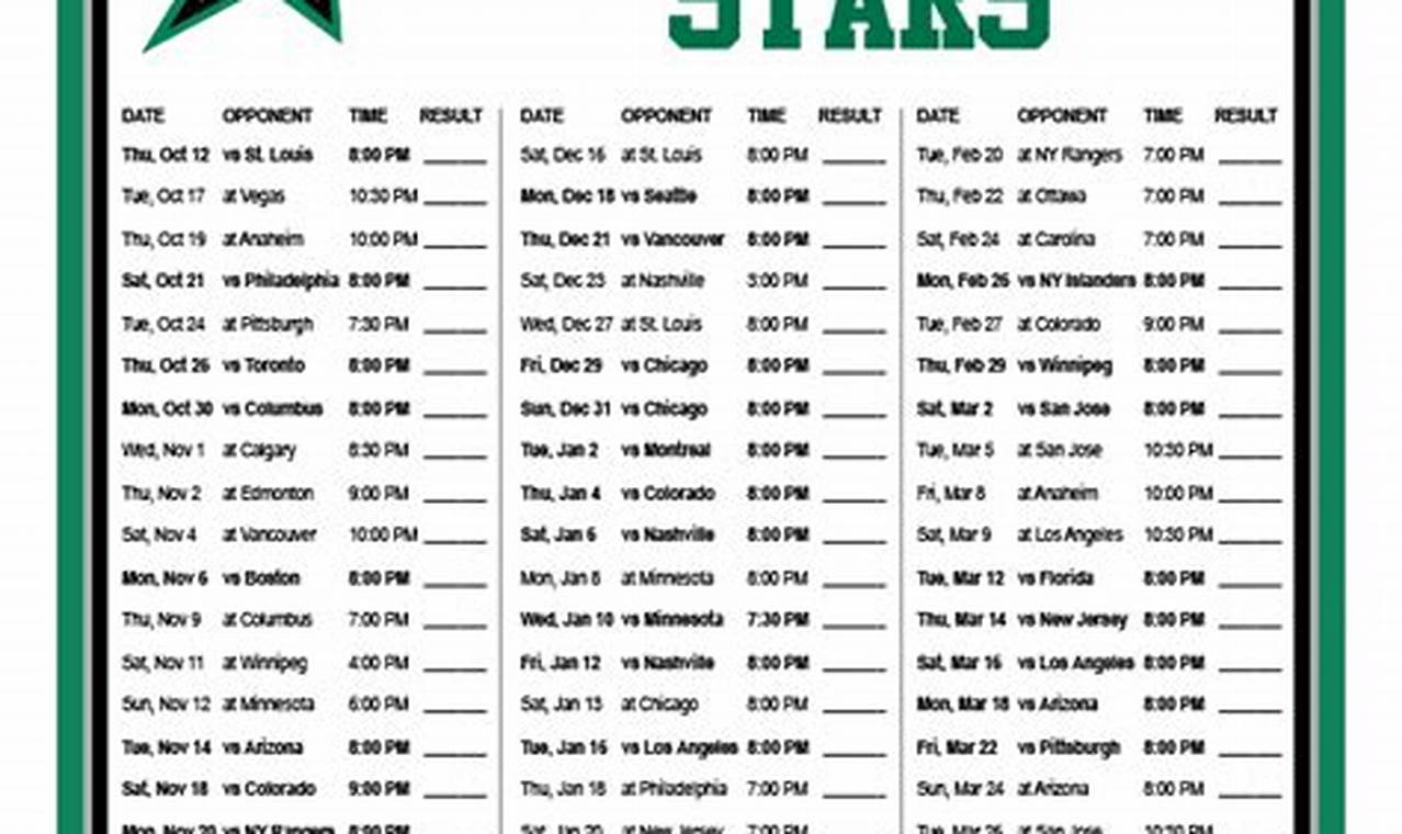 Dallas Stars Schedule 2024-2024