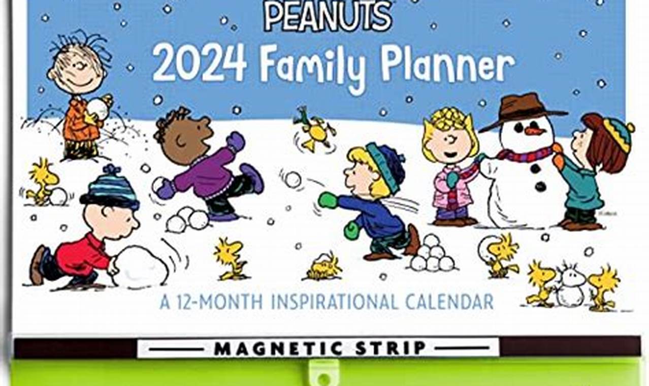 Dayspring Peanuts 12-Month 2024 Wall Calendarr Folded Paper