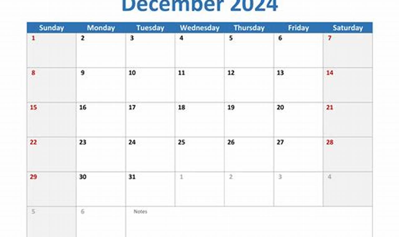 December 2024 Calendar A4 Printable Stickers Drawing