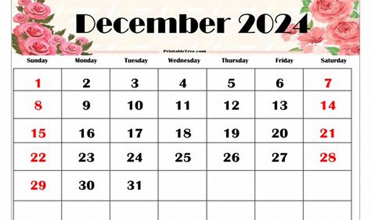 December 2024 Calendar Free