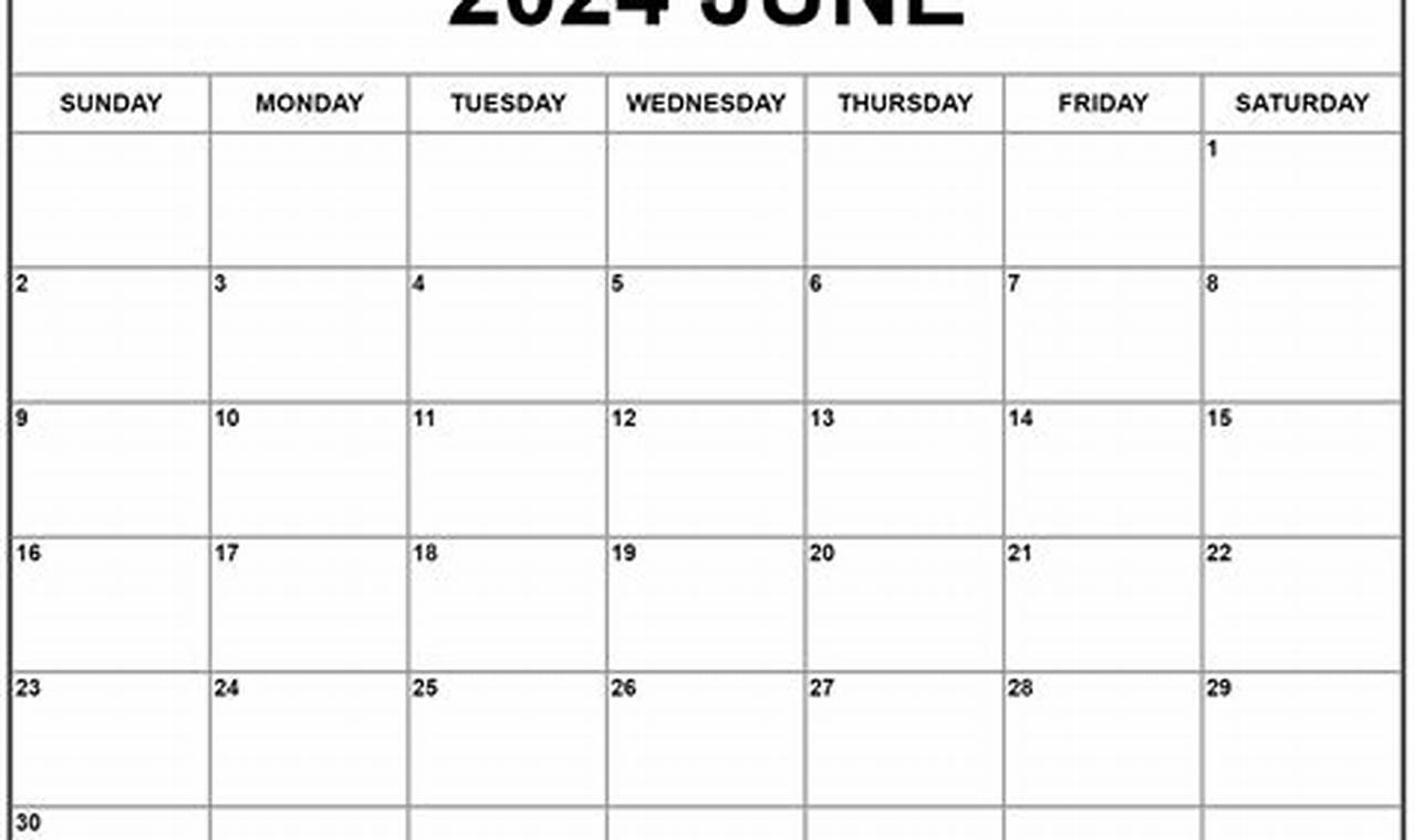 December 2024 June 2024 Calendar Image