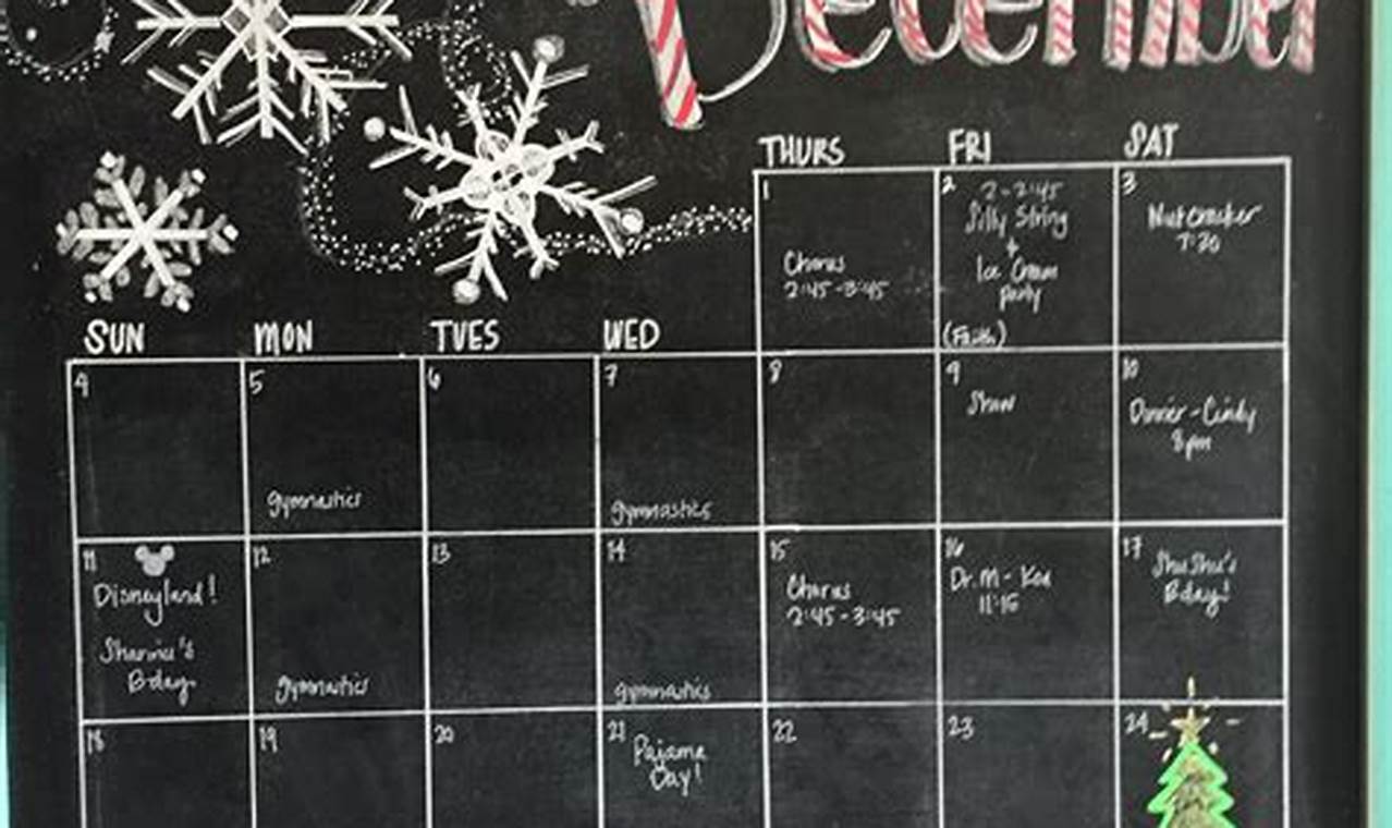 December Calendar White Board Ideas