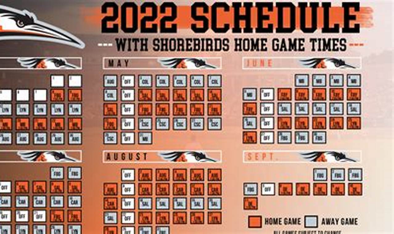 Delmarva Shorebirds 2024 Schedule Calendar Printable