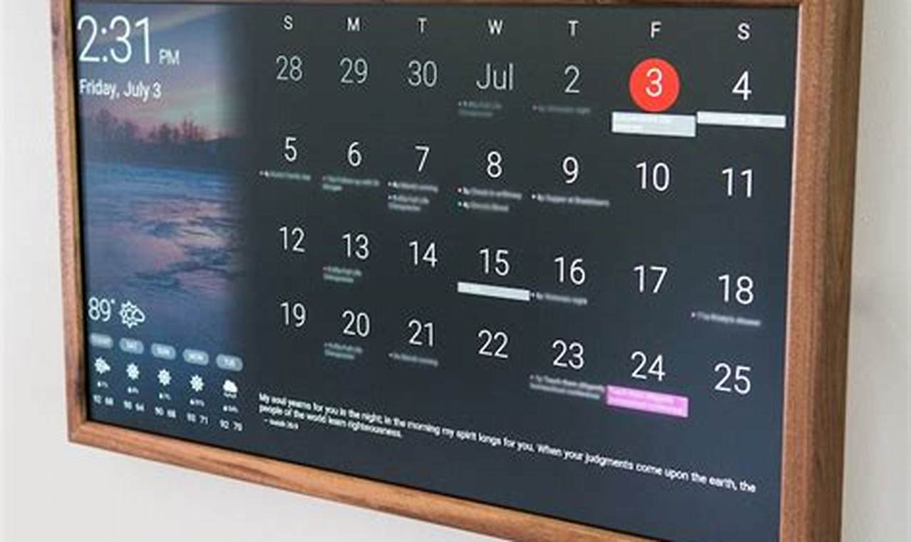 Digital Wall Calendar Touch Screen