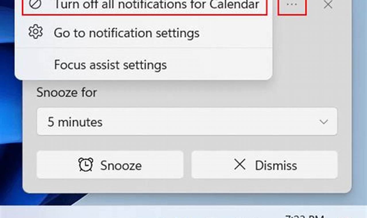 Disable Calendar Notifications Windows 10