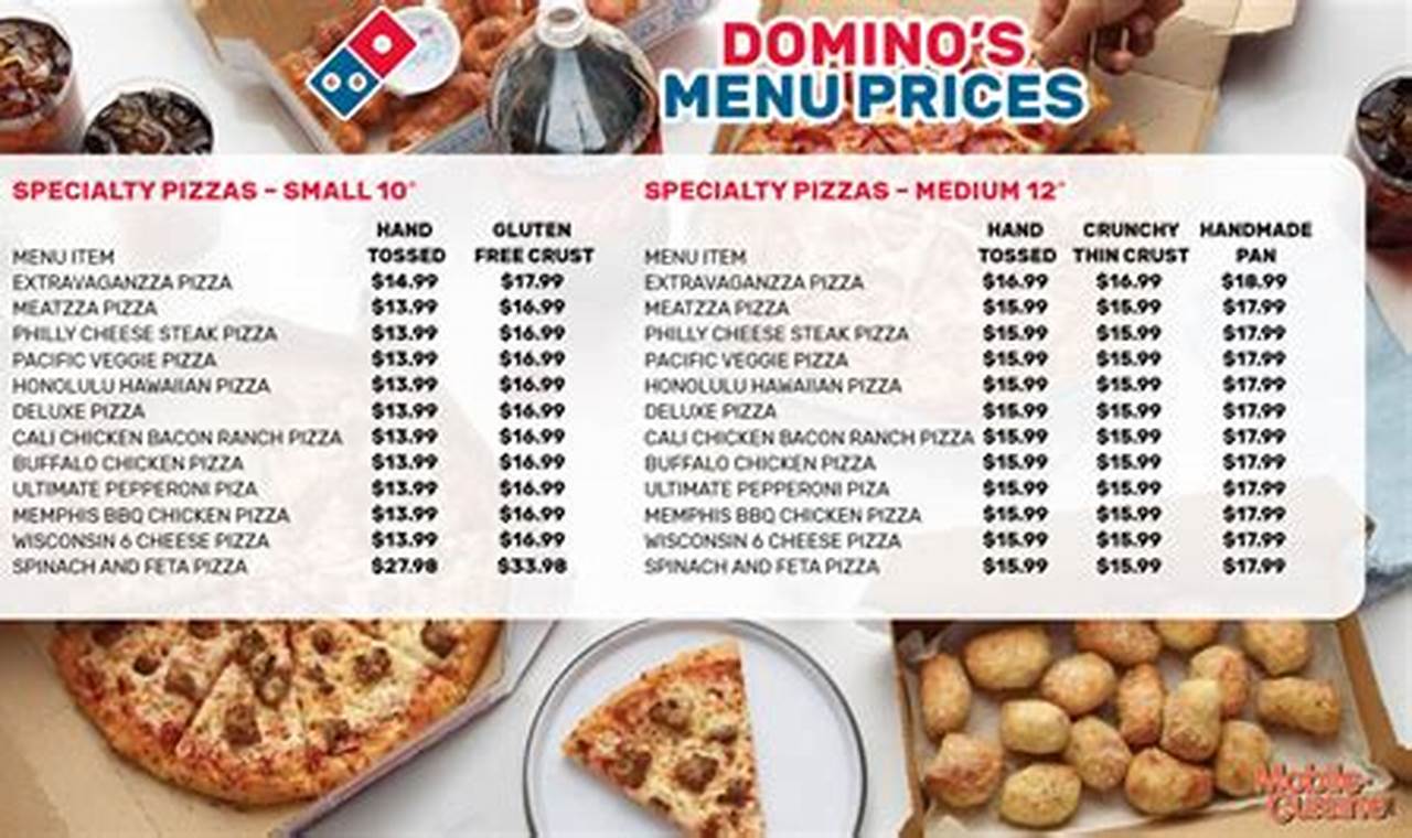 Domino'S Pizza Menu With Prices 2024