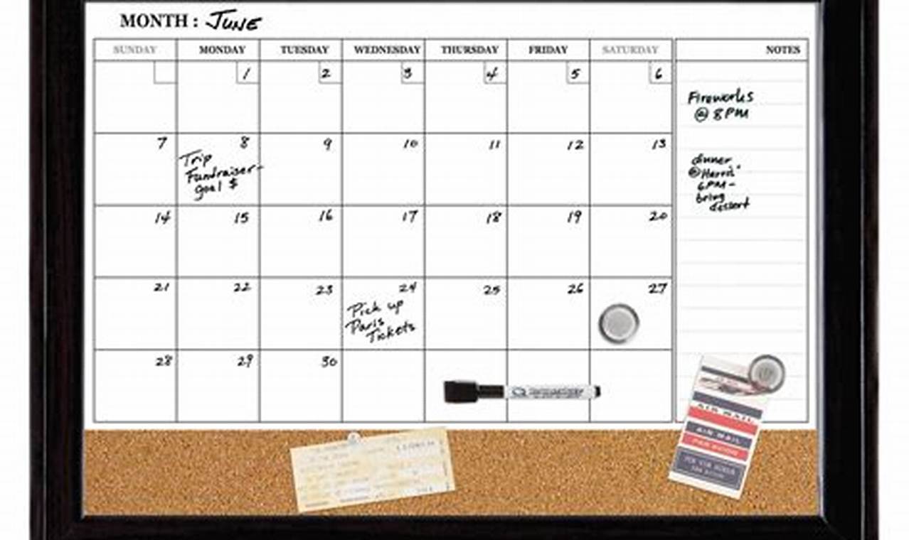 Dry Erase Calendar Black Frame