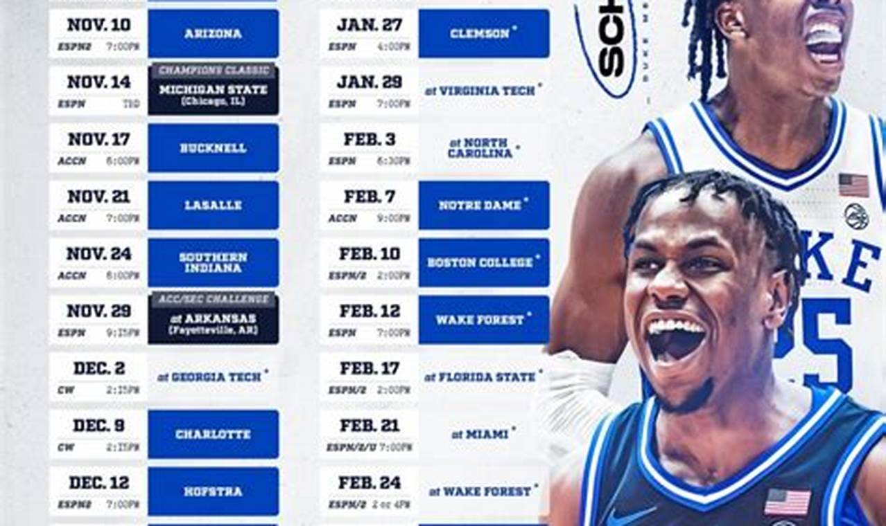 Duke Men'S Basketball Calendar