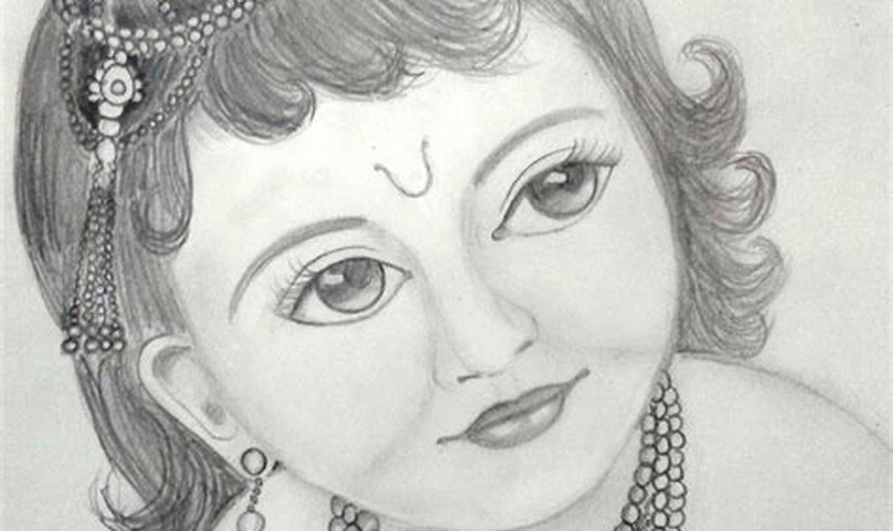Easy Pencil Sketch of Lord Krishna
