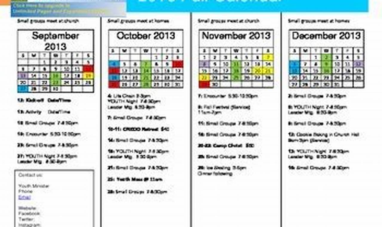 Editable Youth Ministry Calendar