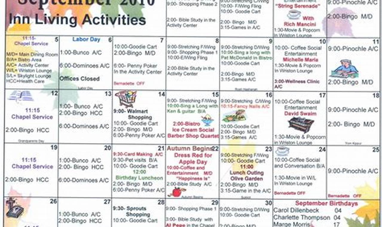 Elderly Nursing Home Activity Calendar Ideas