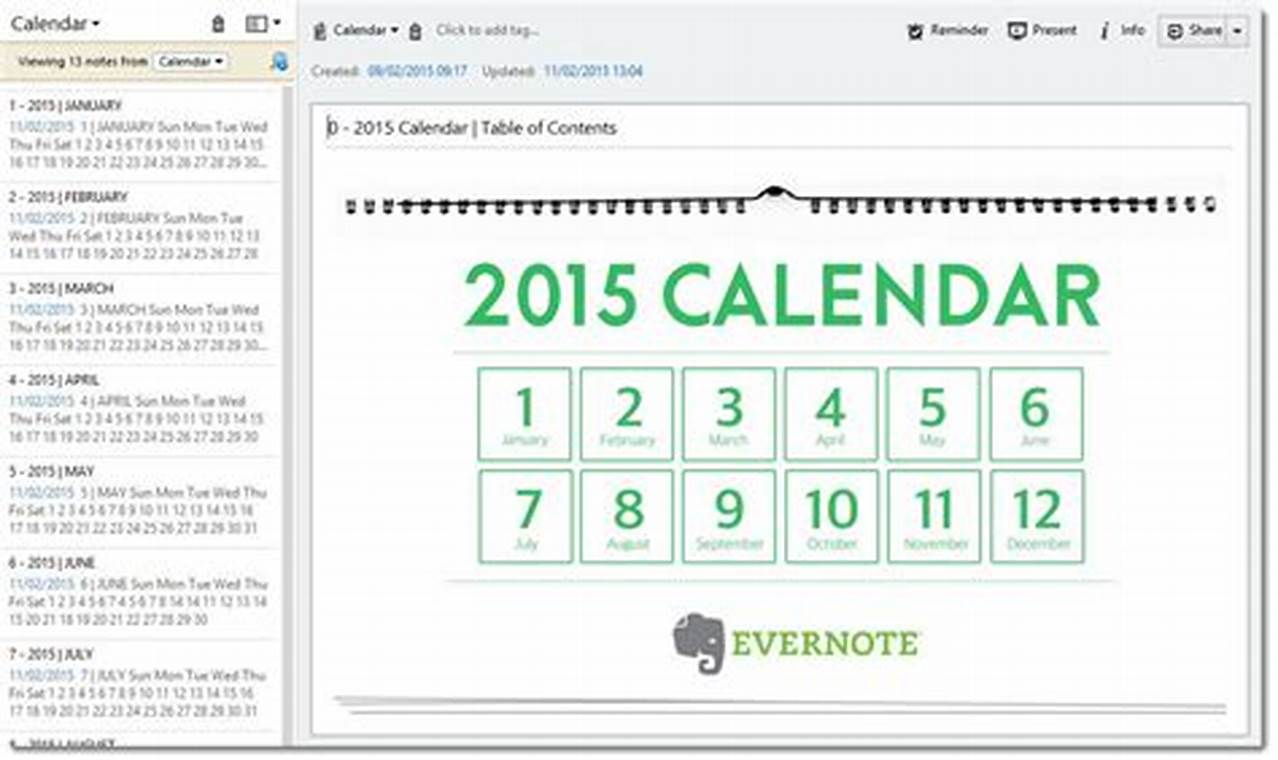 Evernote 2024 Calendar